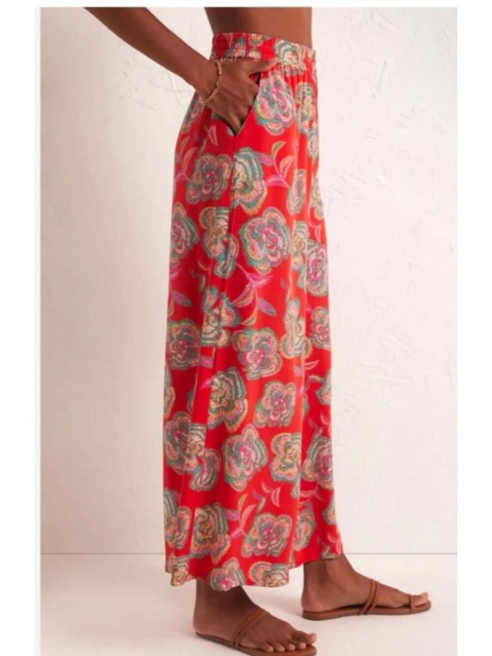 Z Supply Womens Sz Medium Floral Wide-Leg Dante Tango Floral Pants Multicolor